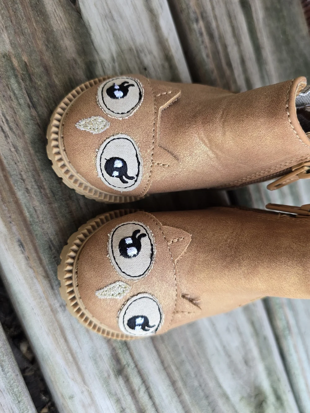 wonder nation Tan Owl Zip Boots for Kids